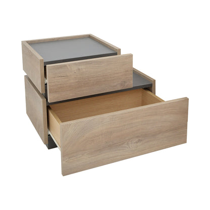 Polymorphic bed side Elencia pakoworld in oak with grey color 60x40x47cm