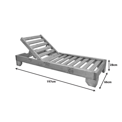 Sunlounger Zalka L1 in walnut color 66x197x28cm