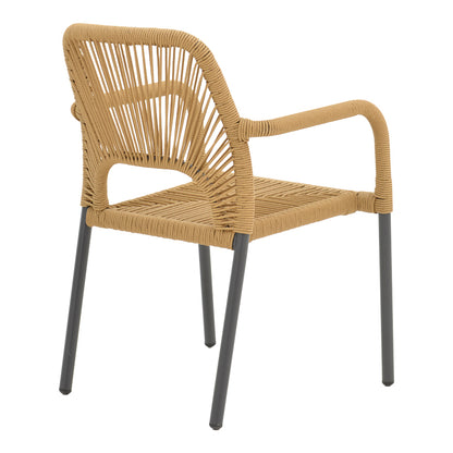 Aluminum armchair Norture pakoworld stackable anthracite frame-natural rattan 57x63x82cm