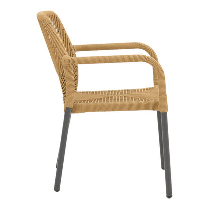 Aluminum armchair Norture pakoworld stackable anthracite frame-natural rattan 57x63x82cm