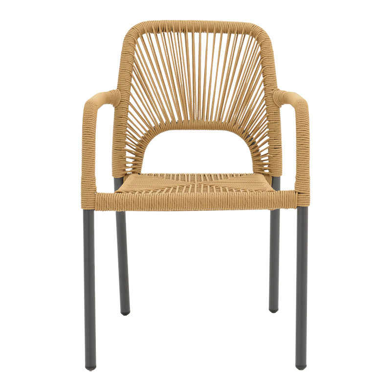 Aluminum armchair Norture pakoworld stackable anthracite frame-natural rattan 57x63x82cm