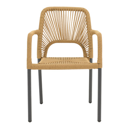 Aluminum armchair Norture pakoworld stackable anthracite frame-natural rattan 57x63x82cm