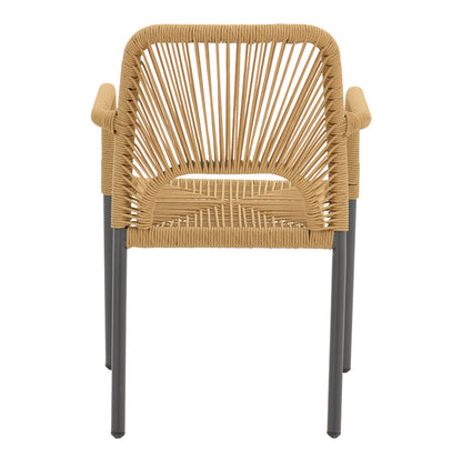 Aluminum armchair Norture pakoworld stackable anthracite frame-natural rattan 57x63x82cm