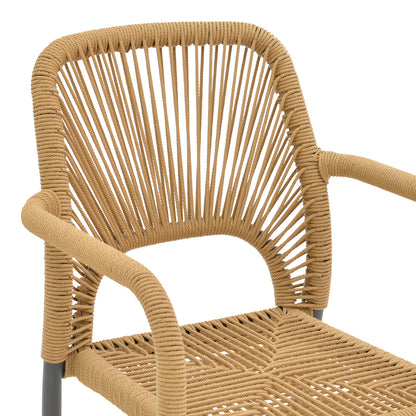 Aluminum armchair Norture pakoworld stackable anthracite frame-natural rattan 57x63x82cm