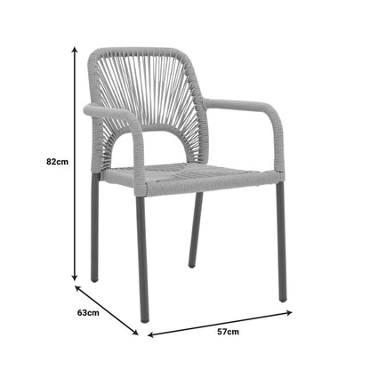 Aluminum armchair Norture pakoworld stackable anthracite frame-natural rattan 57x63x82cm