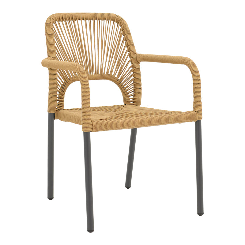 Aluminum armchair Norture pakoworld stackable anthracite frame-natural rattan 57x63x82cm