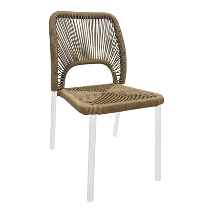 Aluminum chair Norture pakoworld stackable white frame-natural rattan 45x63x82cm
