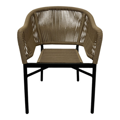 Aluminum armchair Legana pakoworld stackable anthracite frame-natural rattan 56x66x82cm