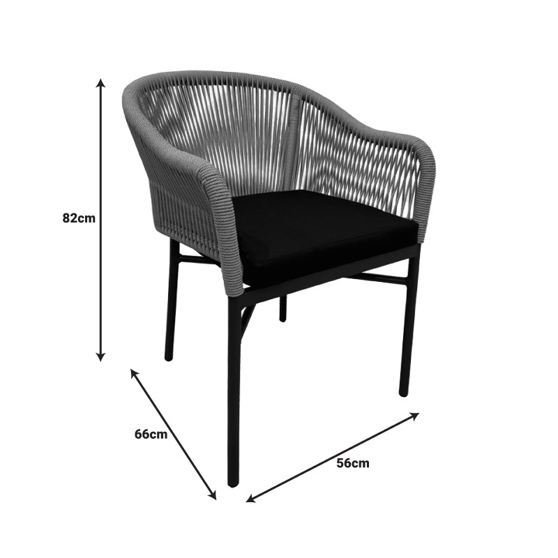 Aluminum armchair Legana pakoworld stackable anthracite frame-natural rattan 56x66x82cm