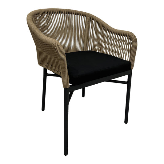 Aluminum armchair Legana pakoworld stackable anthracite frame-natural rattan 56x66x82cm