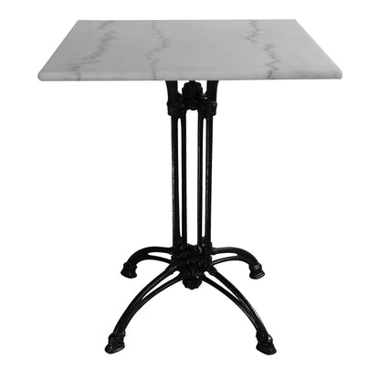 Marmol marble table cast iron in white-black shade 70x70x71.8cm