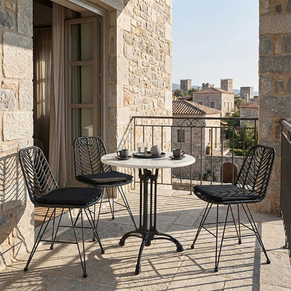 Bastile marble table cast iron in white-black shade Φ70x71.8cm