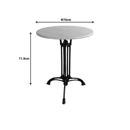 Bastile marble table cast iron in white-black shade Φ70x71.8cm