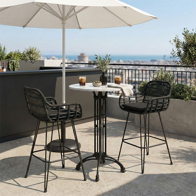 Meppo marble bar table cast iron in white-black shade Φ60x107.8cm