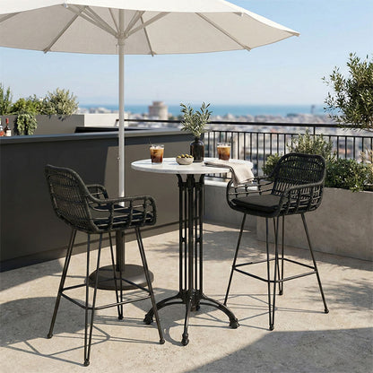 Meppo marble bar table cast iron in white-black shade Φ60x107.8cm