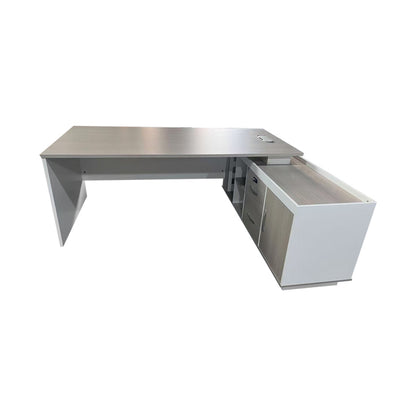 Professional work corner desk Armadi pakoworld gray-white 160x80x75cm