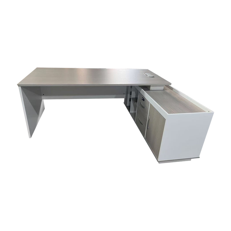 Professional work corner desk Armadi pakoworld grey-white 180x80x75cm