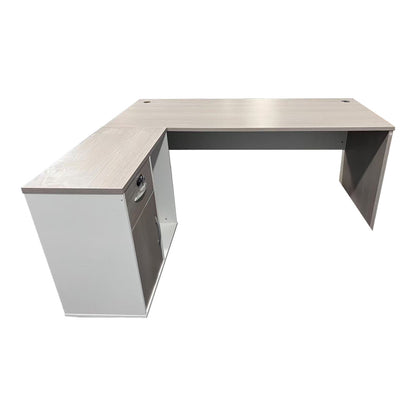 Professional work corner desk Armadi pakoworld in grey-white 180x80x75cm