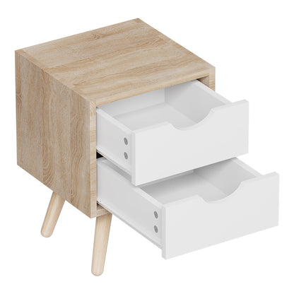 Selma bedside table in sonoma-white shade 29.7x29.7x45cm