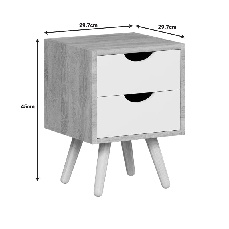 Selma bedside table in sonoma-white shade 29.7x29.7x45cm