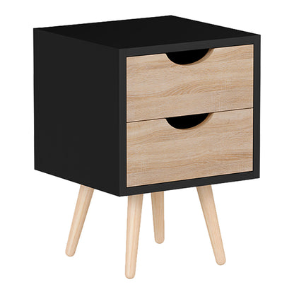 Selma bedside table in black-sonoma color 29.7x29.7x45cm