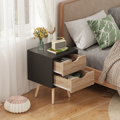 Selma bedside table in black-sonoma color 29.7x29.7x45cm