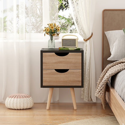 Selma bedside table in black-sonoma color 29.7x29.7x45cm