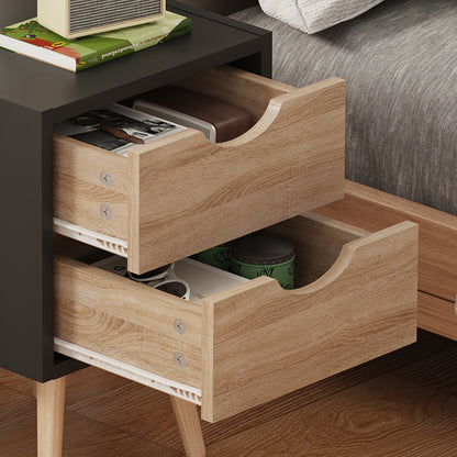 Selma bedside table in black-sonoma color 29.7x29.7x45cm