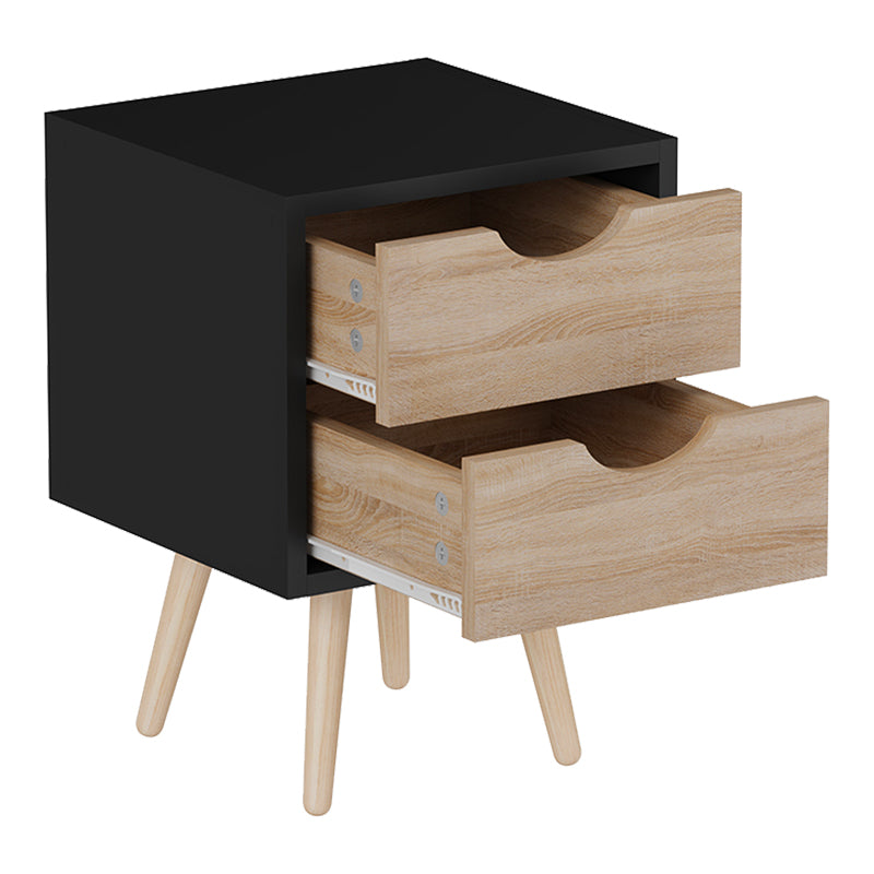 Selma bedside table in black-sonoma color 29.7x29.7x45cm