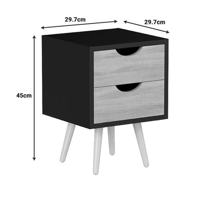 Selma bedside table in black-sonoma color 29.7x29.7x45cm