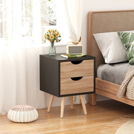 Selma bedside table in black-sonoma color 29.7x29.7x45cm