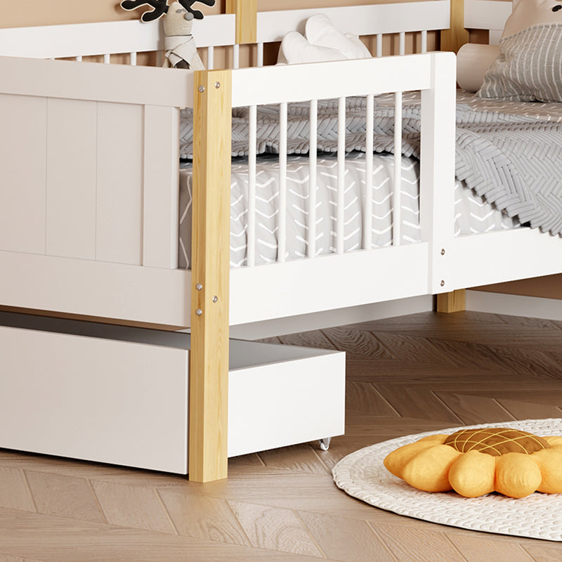 Bed for children Bedria Montessori-style wood in white-natural color 90x190cm