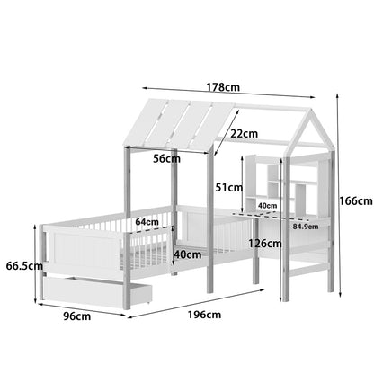 Bed for children Bedria Montessori-style wood in white-natural color 90x190cm