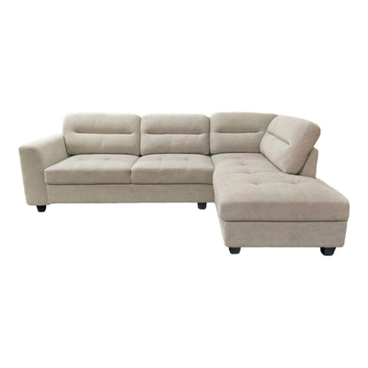 Corner sofa left corner Camile pakoworld beige fabric 270x174x95cm