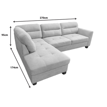 Corner sofa left corner Camile pakoworld beige fabric 270x174x95cm