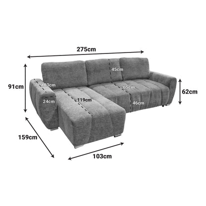 Reversible sofa-bed Vivad fabric in beige color 275x164x91cm