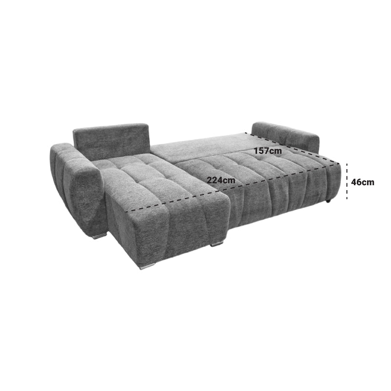 Reversible sofa-bed Vivad fabric in beige color 275x164x91cm