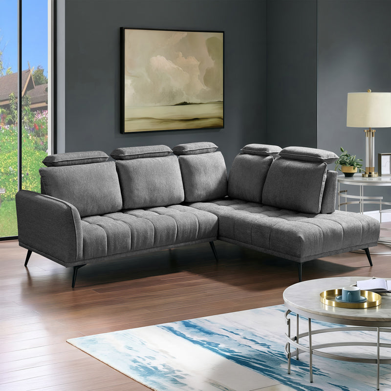 Left corner sofa Serkas grey fabric 268x213x100cm
