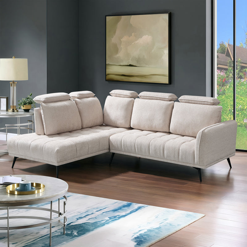 Right corner sofa Serkas beige fabric 268x213x100cm