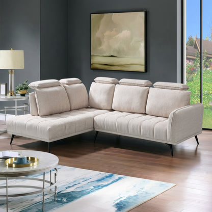 Right corner sofa Serkas beige fabric 268x213x100cm