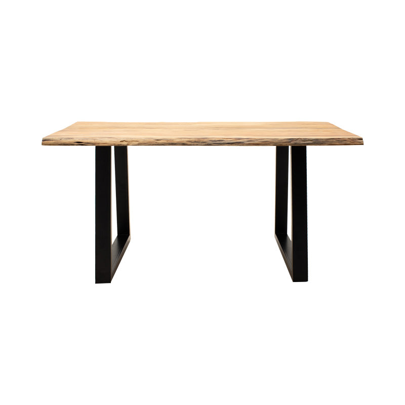 Miles table solid acacia wood thickness 3.7-4cm in natural shade with black metal legs 140x80x76cm