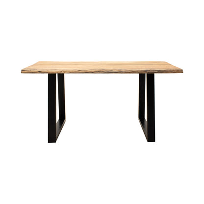 Miles table solid acacia wood thickness 3.7-4cm in natural shade with black metal legs 140x80x76cm