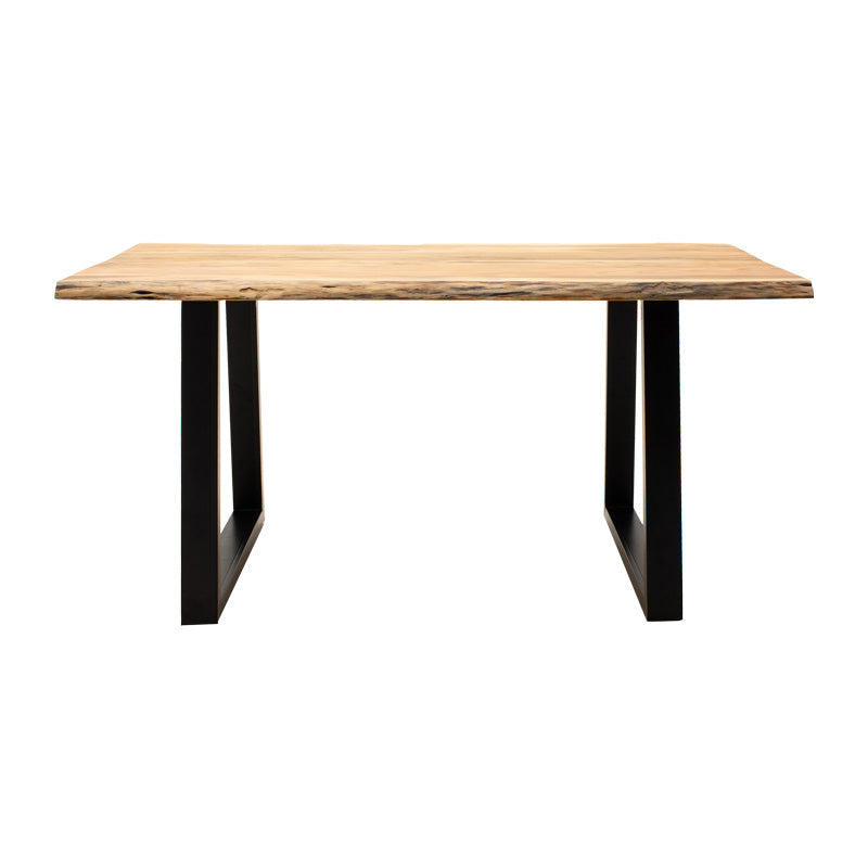 Miles table solid acacia wood thickness 3.7-4cm in natural shade with black metal legs 160x90x76cm