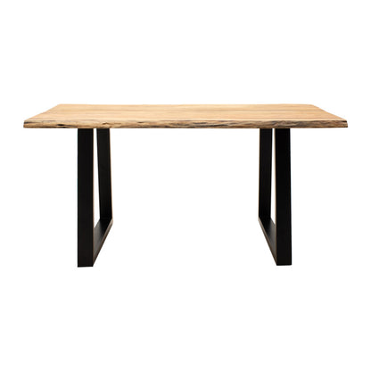 Miles table solid acacia wood thickness 3.7-4cm in natural shade with black metal legs 160x90x76cm