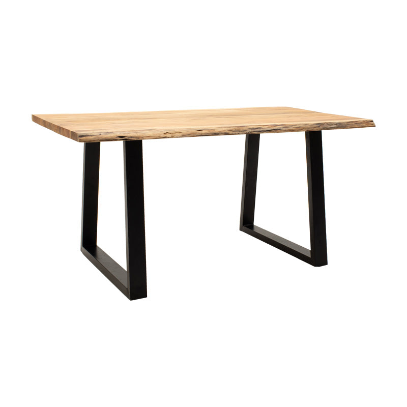 Miles table solid acacia wood thickness 3.7-4cm in natural shade with black metal legs 160x90x76cm