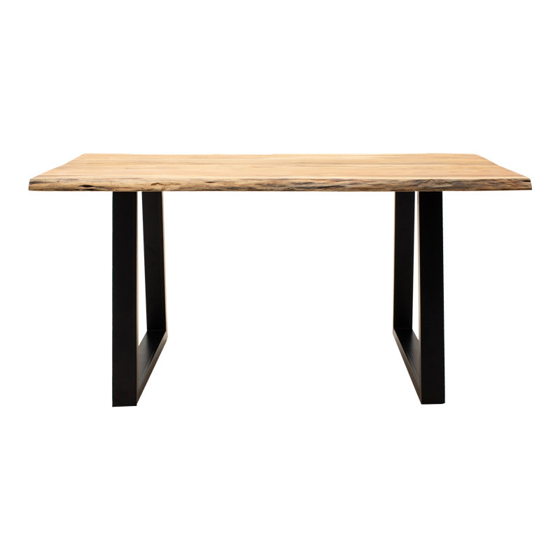 Miles table solid acacia wood 3.7-4cm in natural shade with black metal legs 180x90x76cm