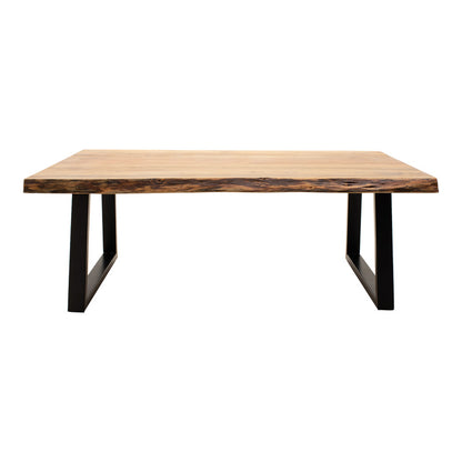Miles coffee table solid acacia wood thickness 3.7-4cm in natural shade with black metal legs 115x60x45cm