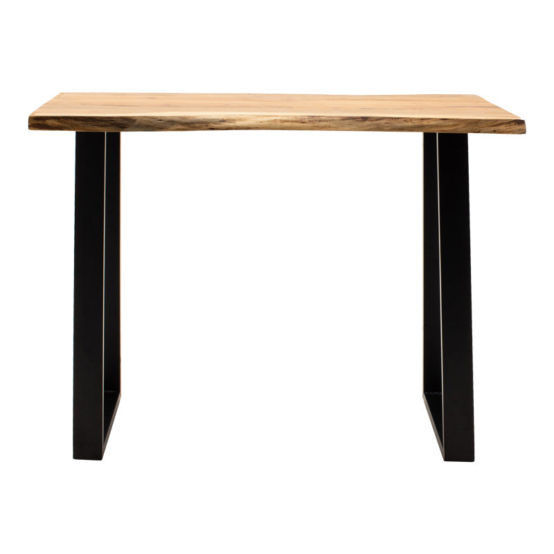 Bar table Miles solid acacia wood 3.7-4cm in natural shade with black metal legs 120x53x97cm