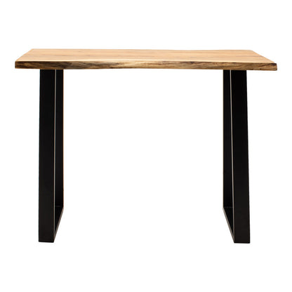 Bar table Miles solid acacia wood 3.7-4cm in natural shade with black metal legs 120x53x97cm