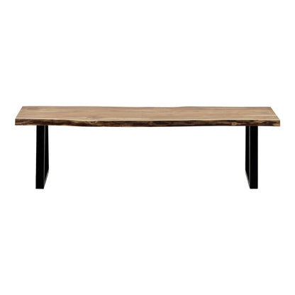 Miles Slim bench solid acacia wood in natural shade with black metal legs 160x40x45cm